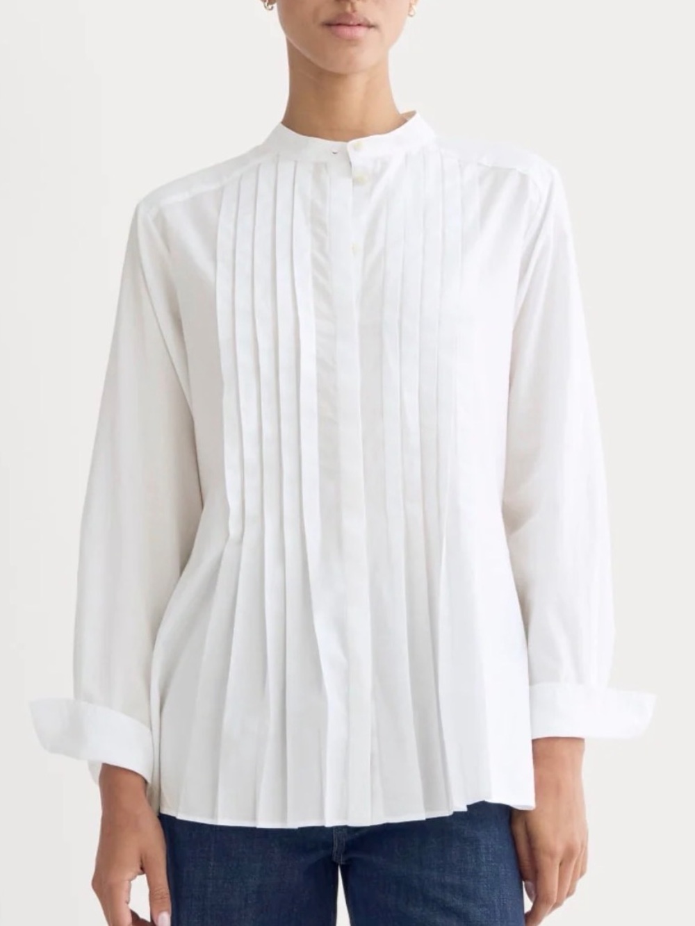 Talbots White Pleated Button-Down Shirt